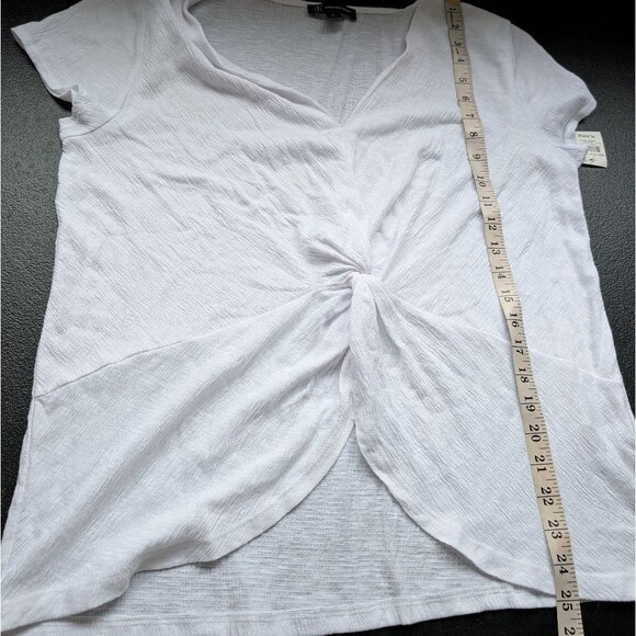 INC International Concepts Top White Short Sleeve Semi-Sheer Twist Front XL - Picture 4 of 10